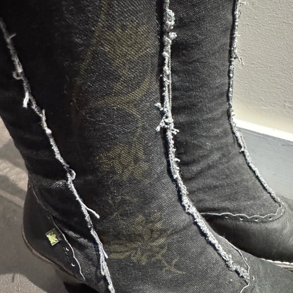El Naturalista Women's Black Cotton Denim Boots US7 EU37 - Picture 2 of 8